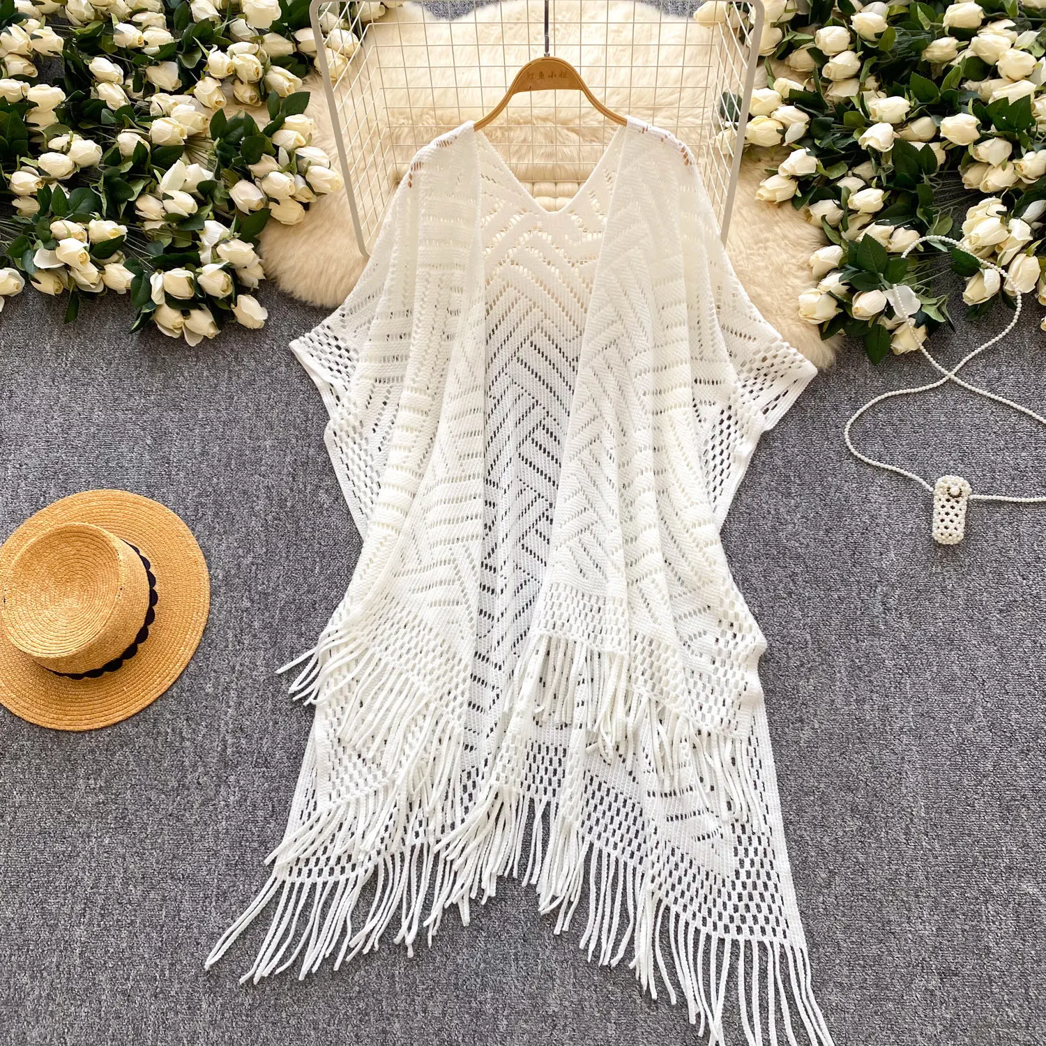 

Coats Tops Women Mid Length Coat V Neck Full Sleeve Sexy Tassel Y2k Streetwear Casual Loose Beach Elegant Work Spring 2026