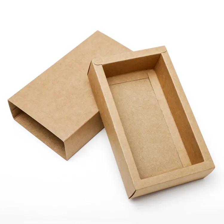 20PCS 350gsm Drawer Kraft Black Paper Fold Box DIY Logo Print Coffee Tea Jewelry Snack Handmade Wedding Party Gift Cardboard Box
