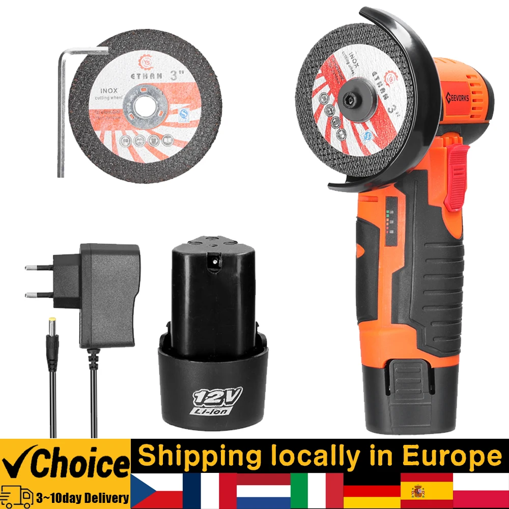 12V Cordless Electric Angle Grinder 19500rpm Lithium Battery Mini Polishing Grinding Machine Diamond Cutting Power Grinder