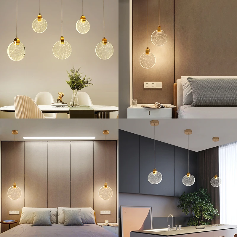 Imagem -02 - Bolha de Cristal Luzes Pingente Nordic Led Liga Pendurado Lâmpadas Sala Estar Jantar Quarto Iluminação Interior Ouro Prata Luminárias