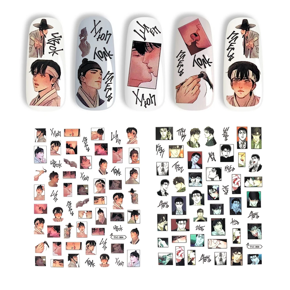 TSC-212 TSC-280 TSC-410 japon karikatür anime karakter 3D geri tutkal Nail Art etiketler çıkartmaları kaydırıcılar tırnak süsleme dekorasyon