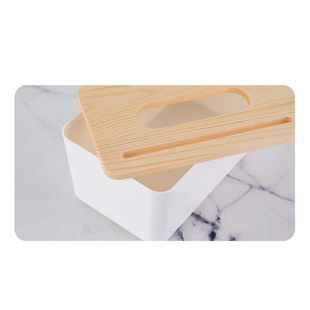 

Wooden Cover Tissue Box Rectangle Shape Paper Holder Napkin Organizer Car Phone Holder Multifunctional Container Storage