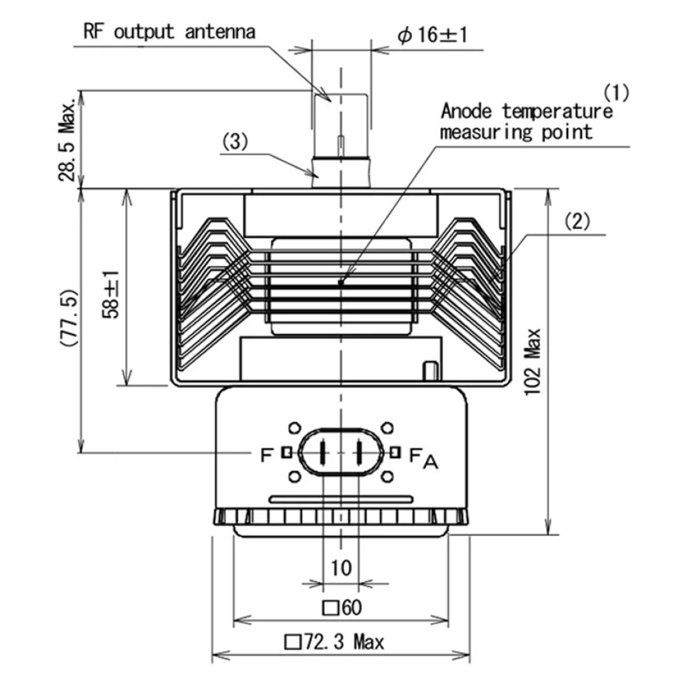1000W Long Leg Air-cooled Fixed Frequency Magnetron 2M248H Microwave oven Electronic Tube Drying Heating Microwave Accessories