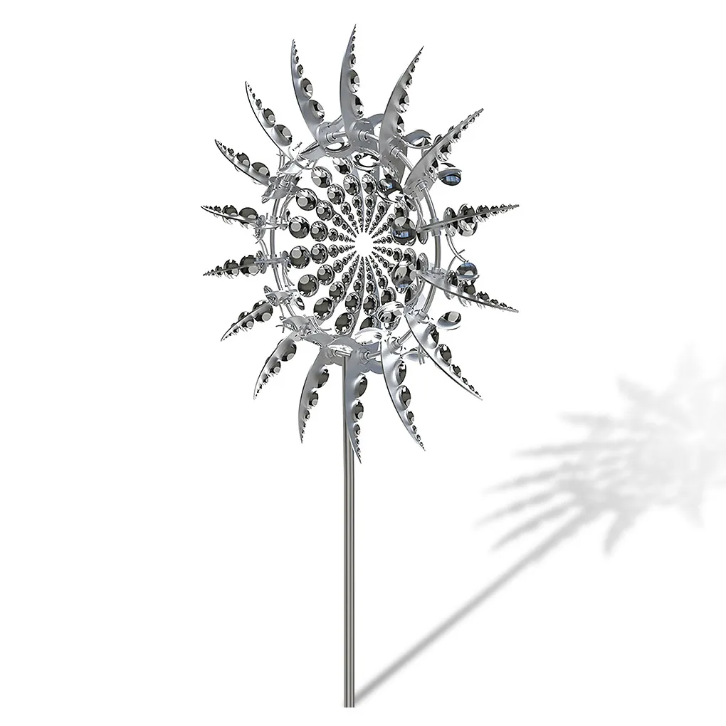 

Windmill Sculpture Yard Lawn Wind Spinner Statue Stainless Steel Garden Decoration Ornament with Pole