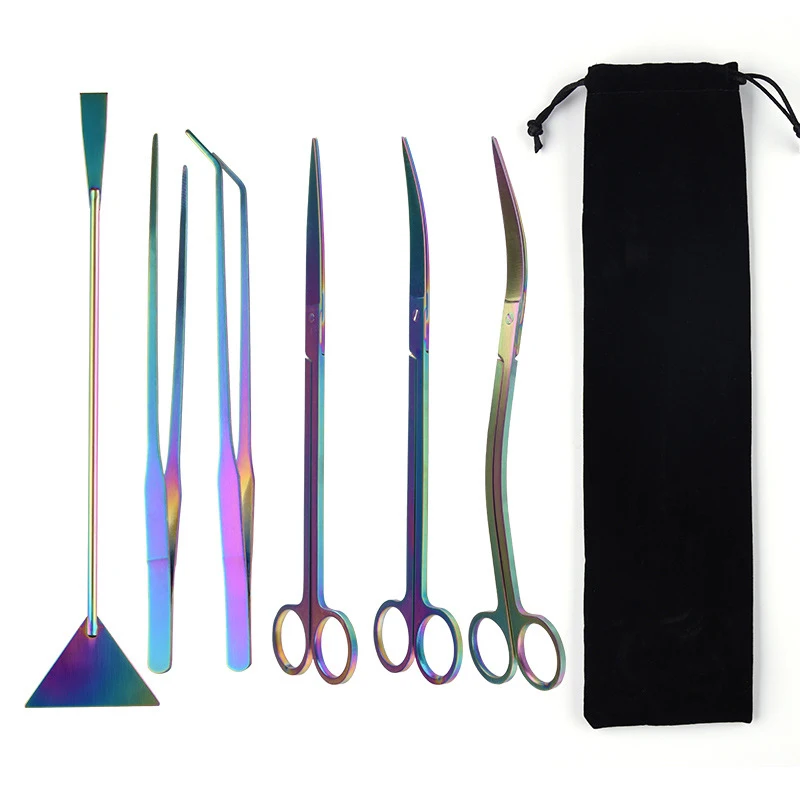 Aquarium Tools Set Stainless Steel Aquarium Tank Aquatic Plant Tool Kits Scissors Shovel Water Plants Grass Aquatic Cleaning