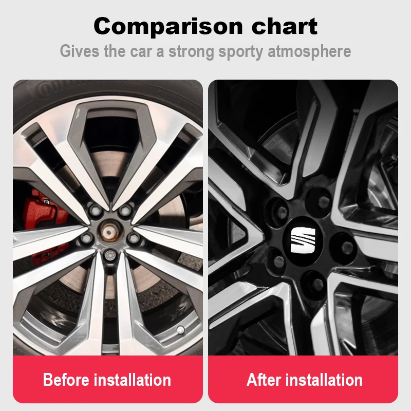 자동차 휠 허브 센터 캡, 시트 이비자 6J 6F 레온 큐프라 MK1 MK2 알테아 FR 림 커버 엠블럼 스티커 액세서리, 55 56 60 65mm, 4 개