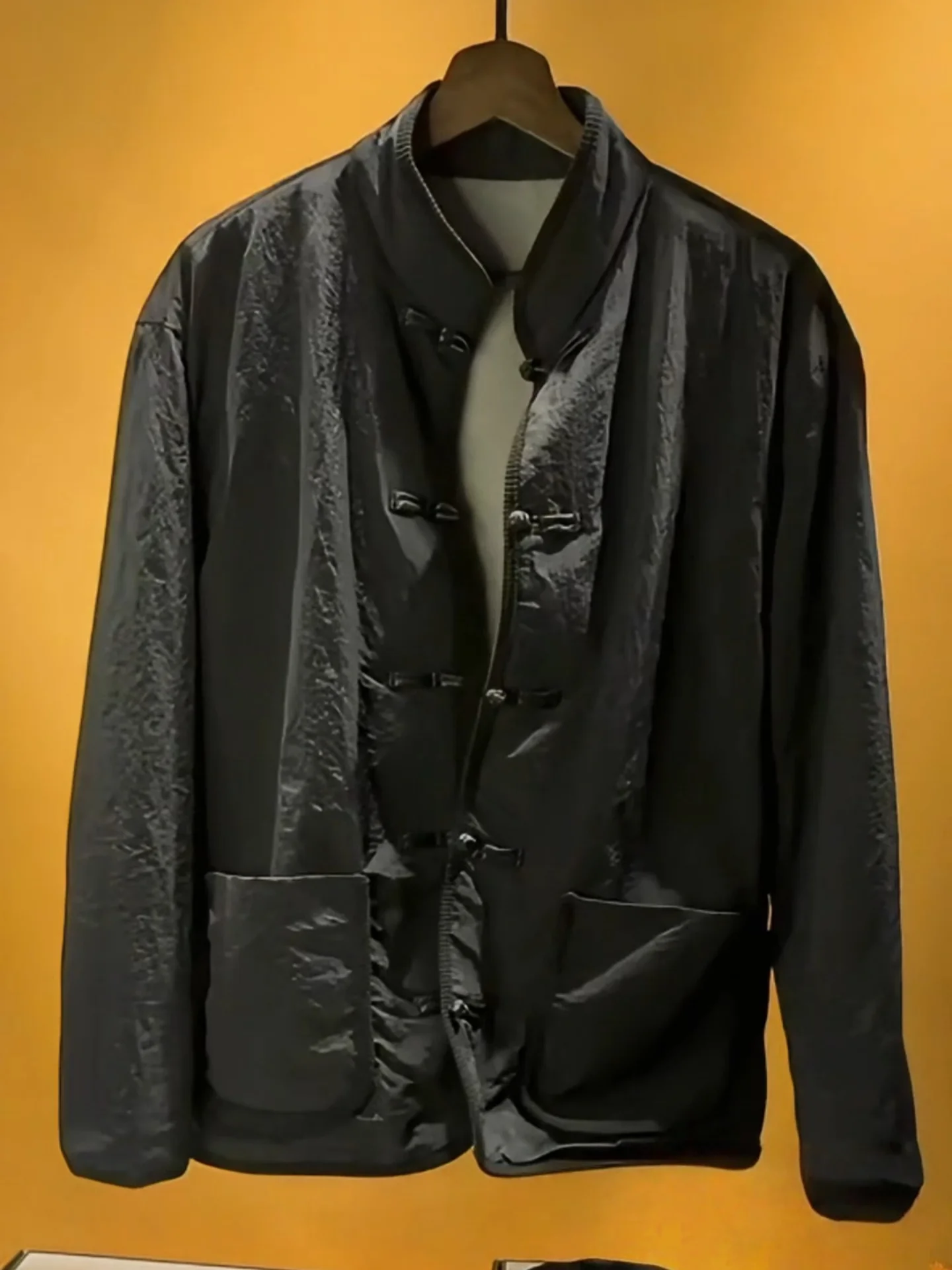 

New Chinese Sle Stand Collar Fce Lined Jaet Men's Warm Outerwear Simple High End Winter Coat Mountain Eagle Embroidery