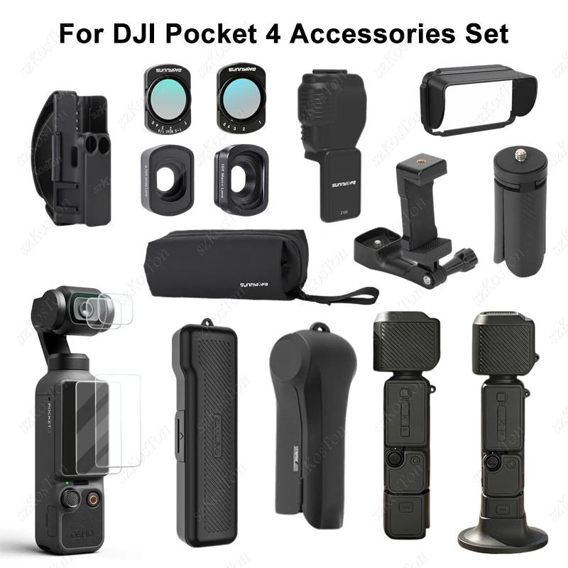 Zubehör-Set für DJI Osmo Pocket 4 Schutzhülle/Aufbewahrungstasche/Mini-Stativ Tragbares Vlog Content Creator Zubehör-Set