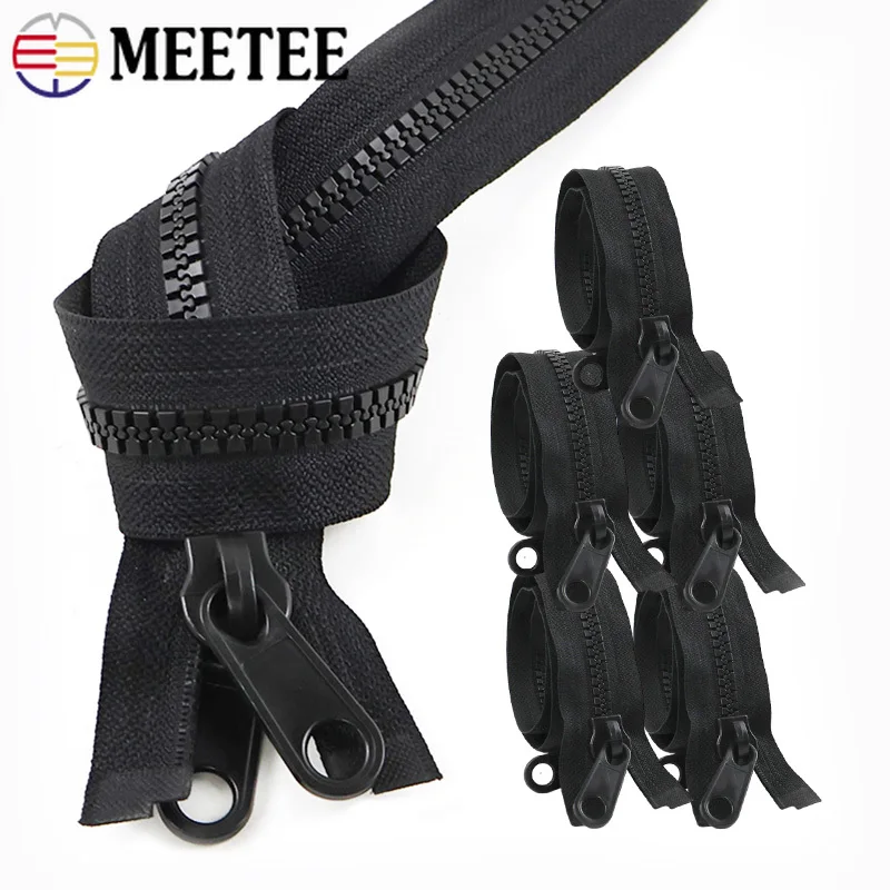 

1Pc Meetee 5#8#10# Resin Sewing Zippers 60-300cm Double-sided Auto Lock Zips Tent Closure Zipper Repair Kit DIY Bag Accessories