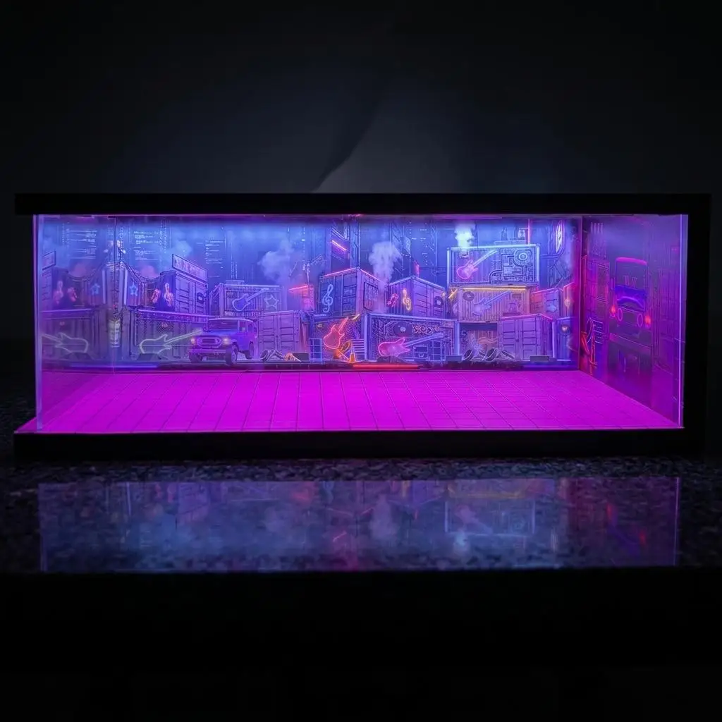 

1/64 Scale Diecast Display Case Vehicle Garage Showcase Diecast Garage Model with Lighting Acrylic Cover for Toy Cars Sports Car