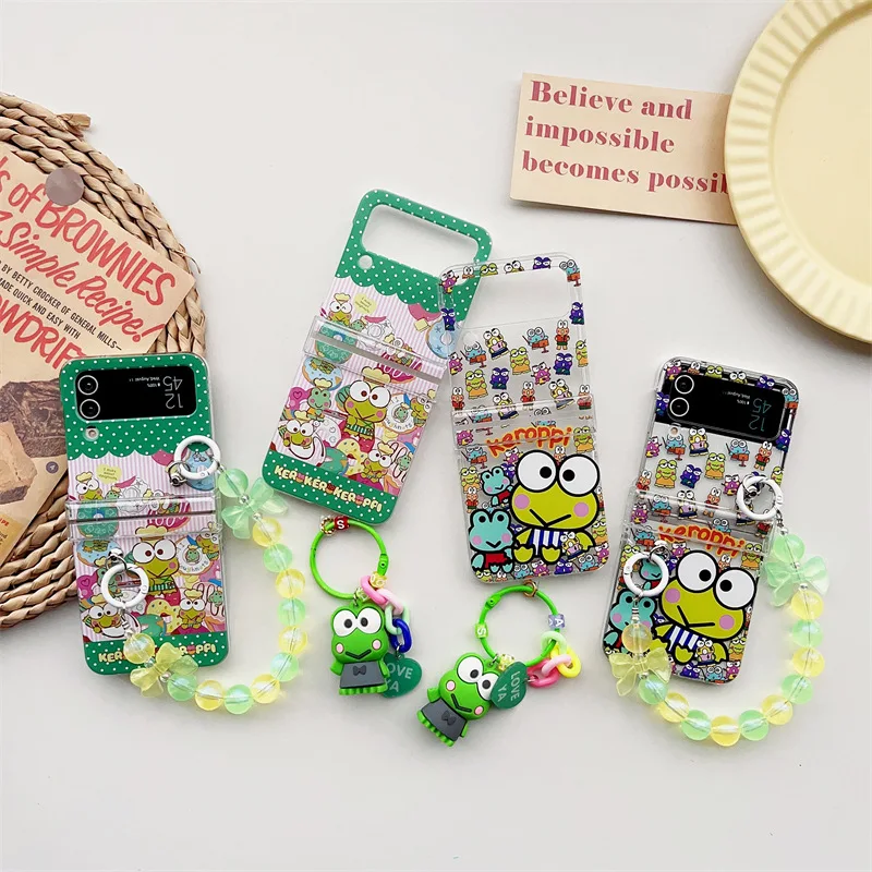 Cartoon Cute Party Frog Phone Case for Samsung Galaxy Z Flip 3 Z Flip 4 Z Flip 5 Hard PC Back Cover for ZFlip5 Case Shell