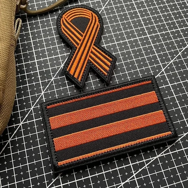 Russia Saint George Ribbon Flag Hook&Loop Armband Morale Badge on Backpack Hats Sticker Soviet Embroidery Patches