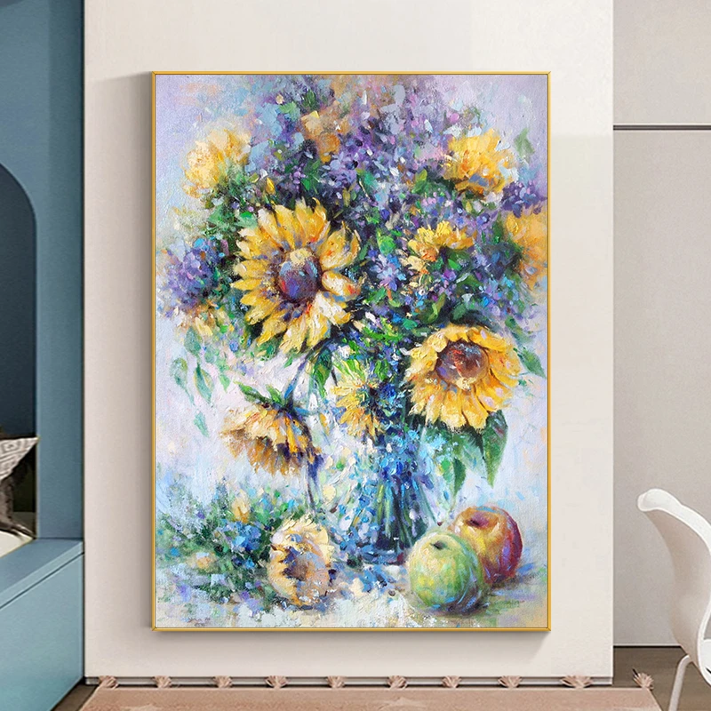 

OQ100% Handmade Oil Painting On Canvas Impression Abstract Flower Wall Art Pictures For Living Room Decor Home Decoration Unfram