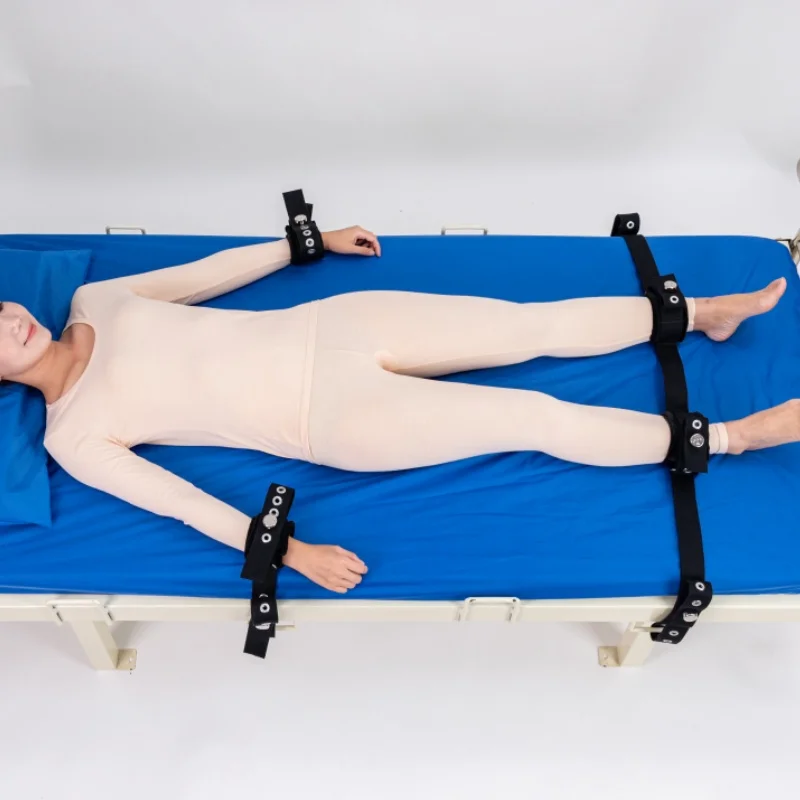 Hands And Feet Cut-resistant Magnetical Controlled Restraint Strap Set 4 Point Lying For Psychiatric Rehabilitation Center