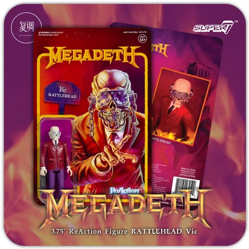 In Stock Super7 Megadeth Vic Rattlehead Retro Hanging Card Fashion Play Anime Figure Model Collect Boy Toys Figure