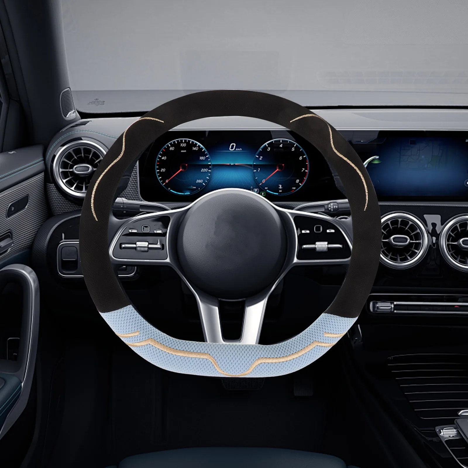 

Steering Wheel Universal Aesthetic Cooling Steering Cover For Truck Nonslip Women Car Supply Interior Accessories Silk