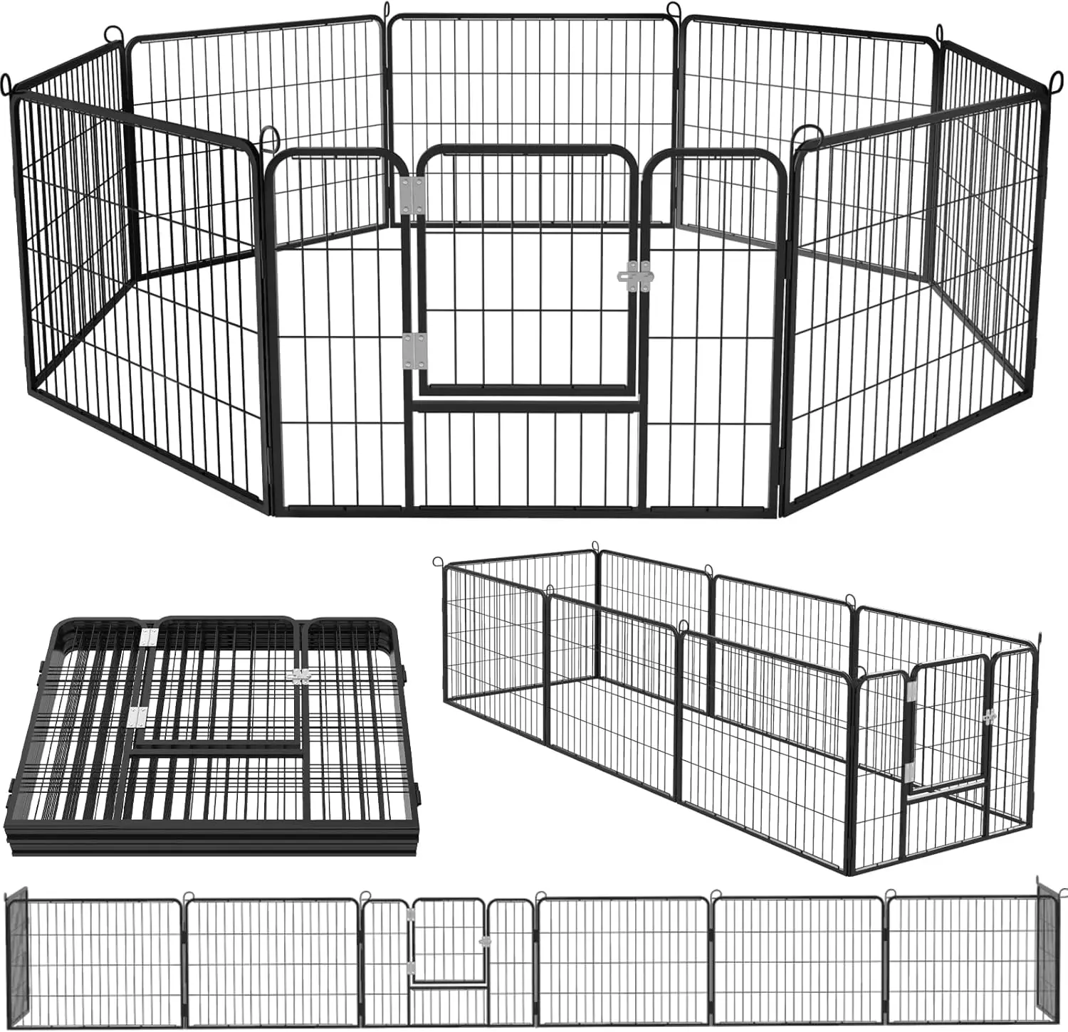 

OFIKA Heavy Duty Metal Dog Playpen for Medium/Small Animals, 8 Panels 24”Height x 27" Width, Dog Fence Exercise Pen with Doors