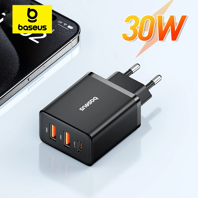 Baseus 30W chargeur USB QC PD3.0 Type C PD charge rapide chargeur de téléphone rapide pour iPhone 17 16 15 14 13 12 Pro Max Xiaomi Samsung