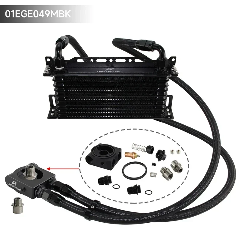 Universal 10/15 Row Oil Cooler w/ Mounting Bracket Kit Thermostatic 73 Degree ±0.5° AN10 7/8