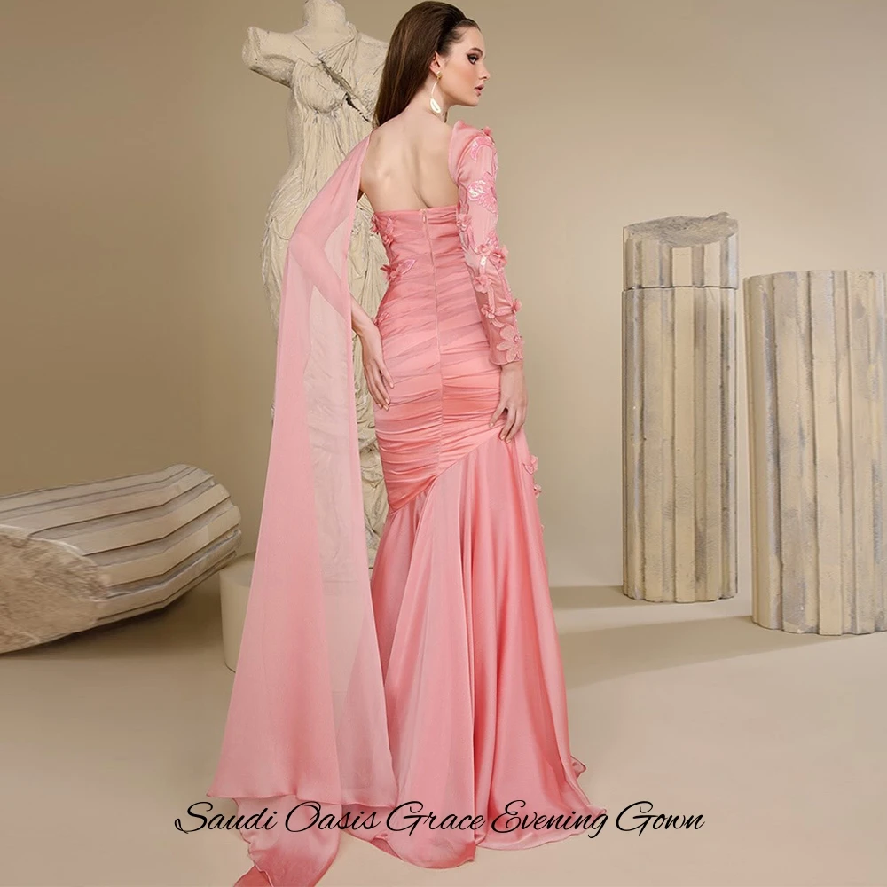 Fashion Customized Handmade Flower Celebrity Gowns High Quality Organza Evening Dress Modern Mermaid Ruched Party Dresses image 2