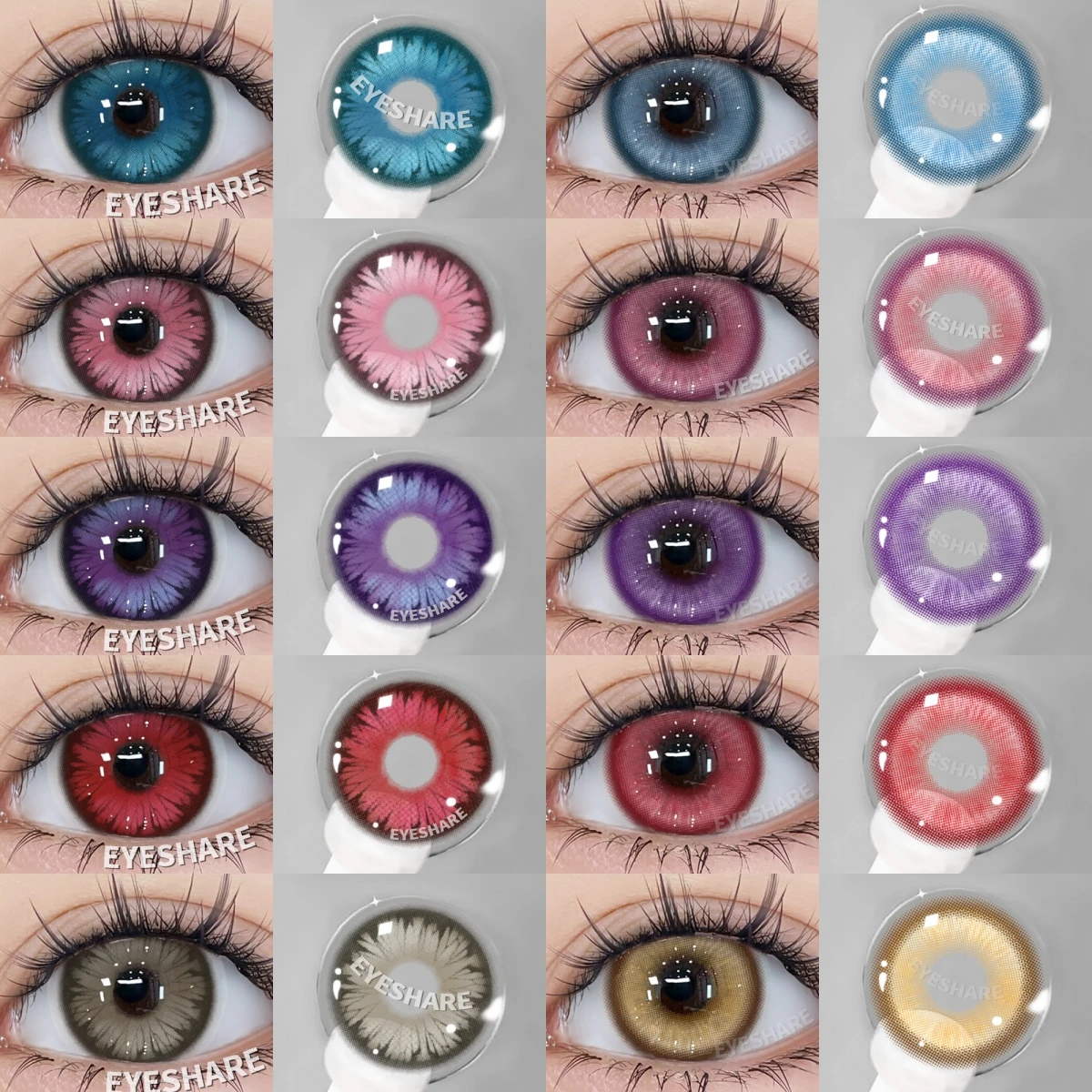 EYESHARE 1 Pair Fashion Colored Contact Lenses for Eyes Purple Color Contacts Red Lenses Pink Soft Lenses Beauty Makeup Yearly