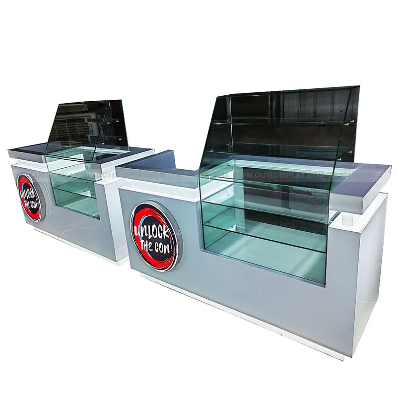 Customized-Shop Design Smoke Waterfall Table Glass Cabinet Supermarket Display Cases Smoke Shop