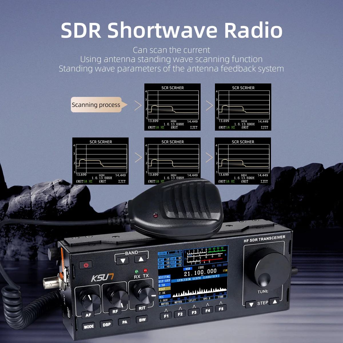 KSUN HF978 SDR موجة قصيرة 1.8-30MHZ HF راديو السيارة 15W DSP الرقمية الحد من الضوضاء جهاز الإرسال والاستقبال محطة السيارة المثبتة