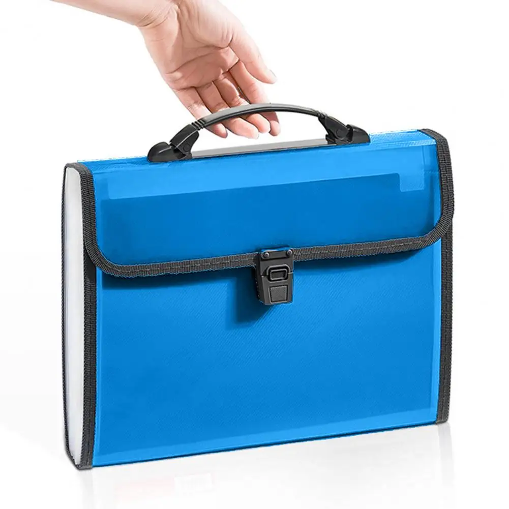 ملف مجلد حقيبة مع مشبك ، استلام منظم ، 13 جيوب ، مشبك إغلاق مقبض ، مثالية للوازم المدرسية ، المحمولة ، A4