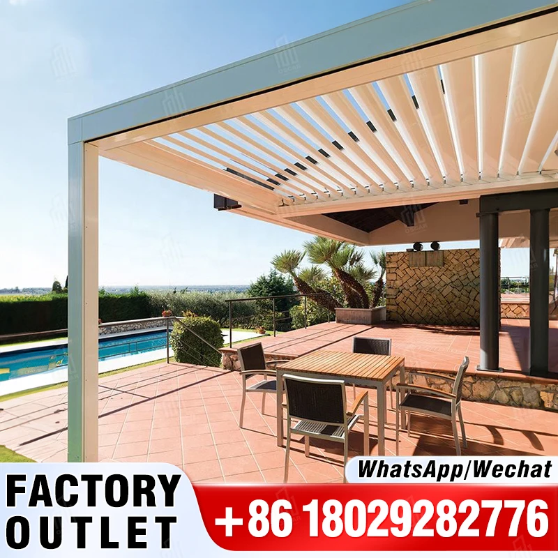 Nowensol Mirador 3x4M Modern Outdoor Pergola Aluminum Outside Patio Sun Gazebo Shelter with Hardtop Adjustable Louvered