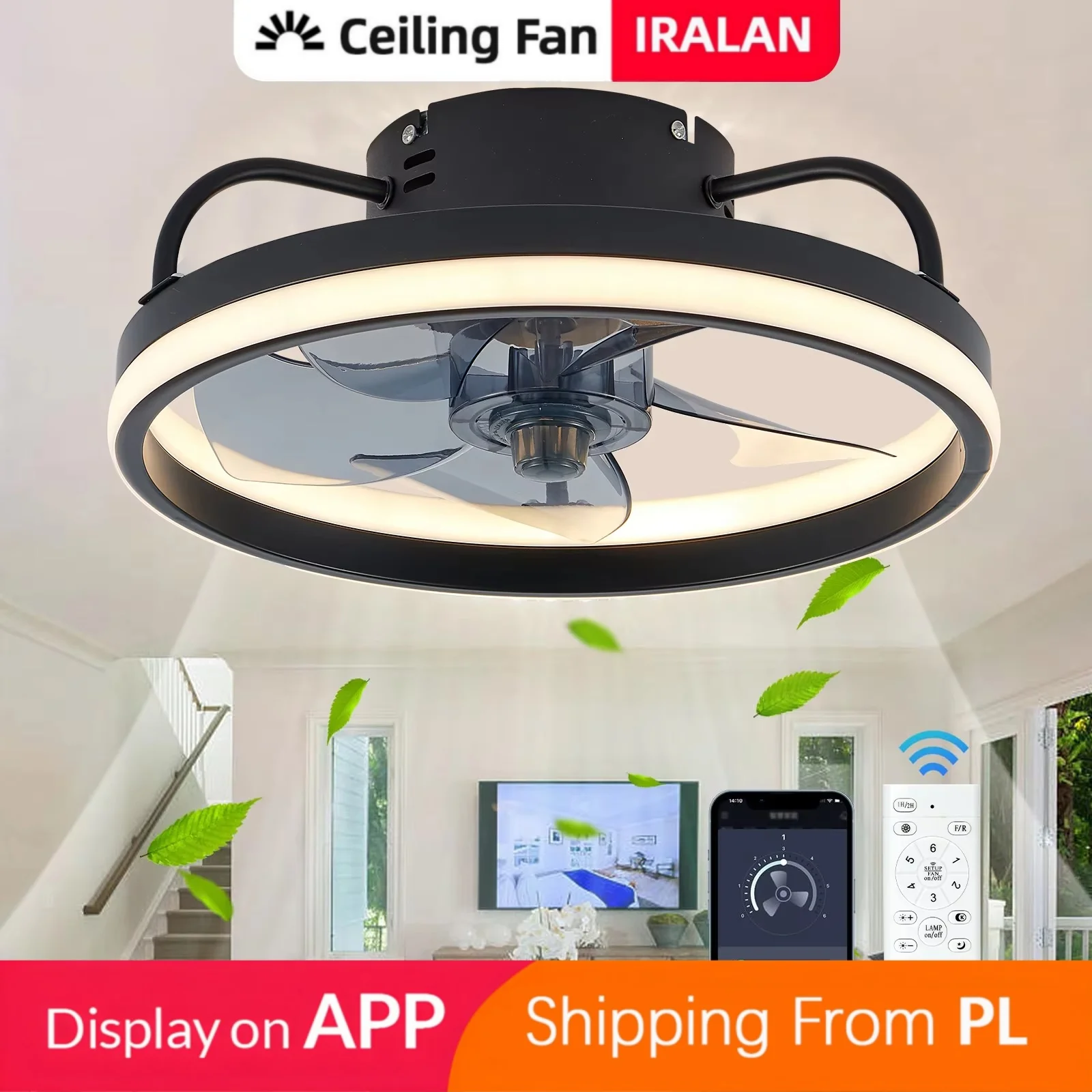 Ventilador de techo moderno con luces LED regulables con control remoto, diseño creativo y silencioso para dormitorio, cocina, comedor