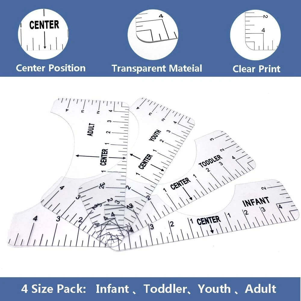 Alinhamento Ferramenta para Vinil, T-Shirt Régua, Guia para Gráficos, Centrando Ferramenta, Clara e Transparente