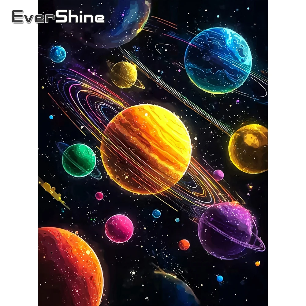 EverShine Mond-Diamantmalerei Landschaft Vollquadratisch Rund Mosaik Bild Strass Stickerei Planet 5D DIY Handgemachtes Hobby