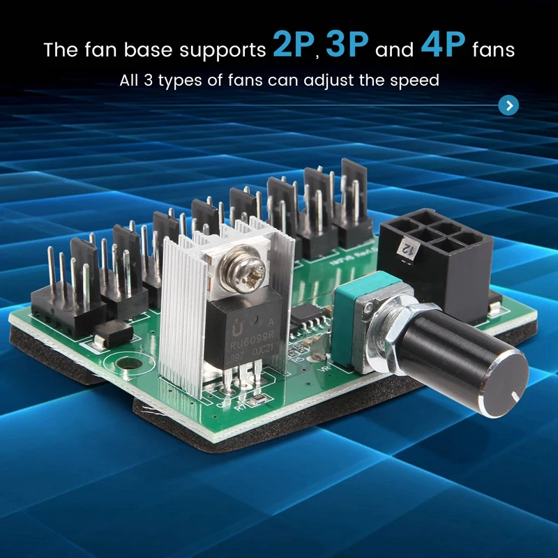 Computer Case 12V Miner Fan Speed Controller 8-Channel Fan Hub PWM High-Power Violent Fan Controller Regulating Governor