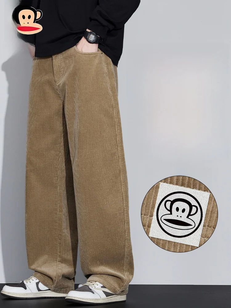 

PaulFrank Men's Corduroy Casual Pants Spring Autumn Loose Straight Leg Sports Trousers Comfortable Straight Fit American Sle