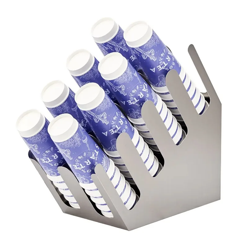 Personalized Stainless Steel Metal Disposable Cup Separator Durable Beverage Rack Tea Coffee & Cutlery Bar Accessories