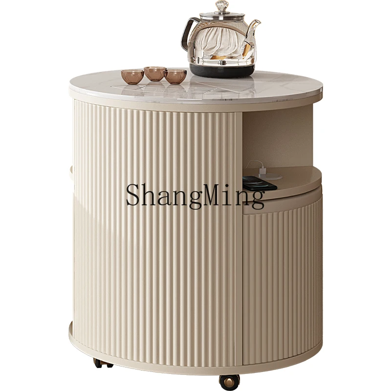 

CL Balcony Combination Round Tea Table Embedded Rock Board Mobile Tea Brewing Table