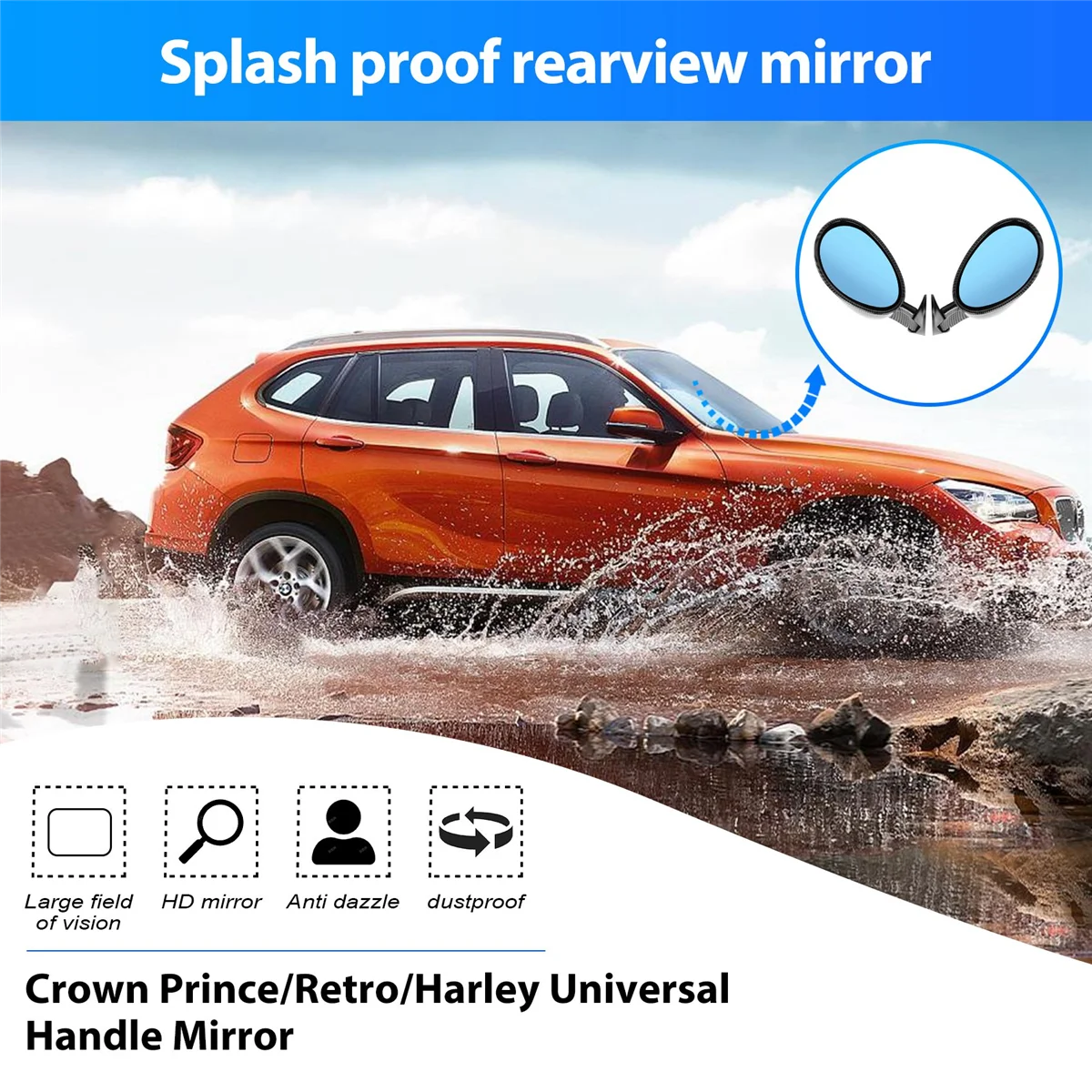 

Durable Door Wing Side Mirror Rearview Vintage Matte Universal