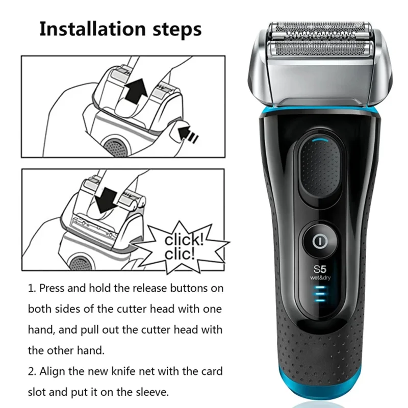 【Käufer】Elektrorasierer-Zubehör, geeignet für Braun 5er Ersatzköpfe 5020CS 5769Cc, 5018S, 5031S, 5160S,