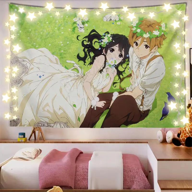VIKAMA Anime Couple & Romantic Tapestry Wall Hanging, 6 Designs, Wall Decor for Bedroom Living Room Dorm