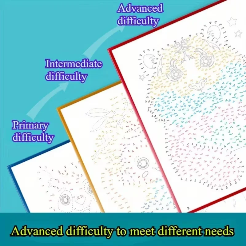 1 Book of 46-Page Advanced Magic Connect-the-Dots Maze Game Book, Focus Training Coloring Pages, Logical Thinking Exercises