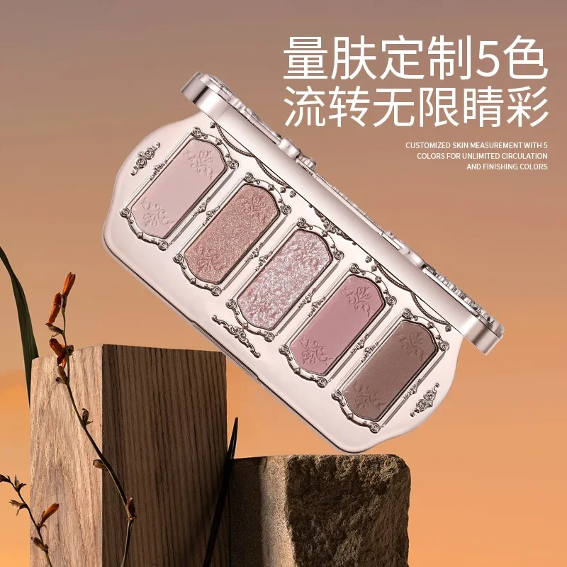 Paleta de sombras de olhos sereia, 5 cores, diamante, glitter, multiuso, acabamento fosco e brilhante, de longa duração, até 12 horas de usar