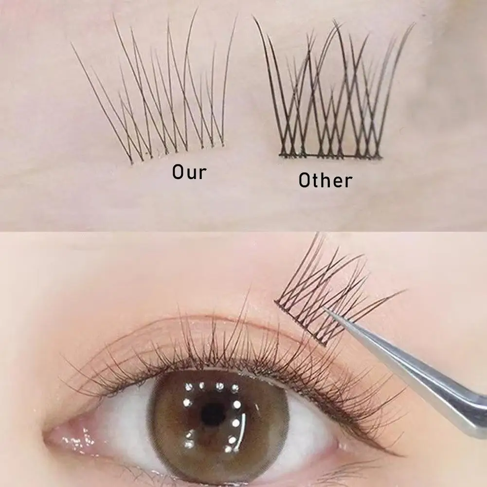 Segmented False Eyelashes Natural Cluster Fishtail Type Dovetail Eyelash Long Thick Self Adhesive Eyelash Daily Use