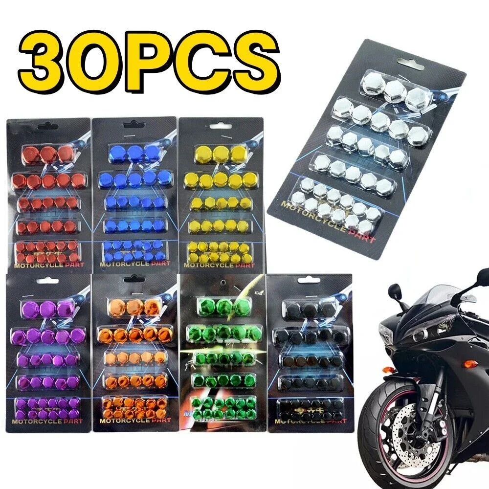 

30PCS Motorcycle Head Screw Cover Nut Cap Cover Decorative Modification Accessories for Yamaha/ Kawasaki/ Honda Motorcycle Parts