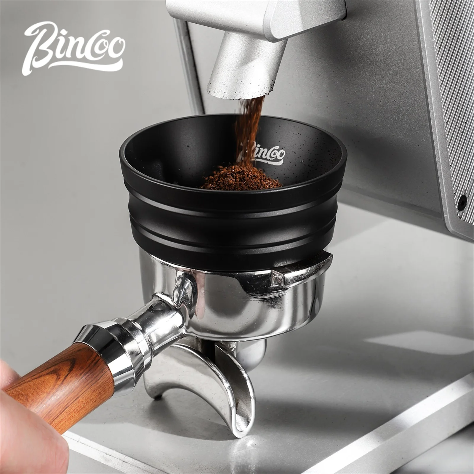 

Bincoo 3.2cm Tall Magnetic Dosing Ring 51/58mm Aluminum Alloy 8 Magnets Espresso Funnel for Home Cafe Anti-Spill