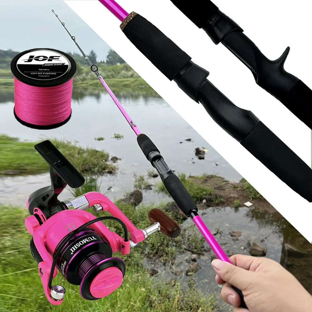 2 Sections ML Solid Tip Ultralight Spinning Fishing Rod 1.65/1.8M and 2000 Series Baitcasting Reel Combo for Carp Bass Pesca