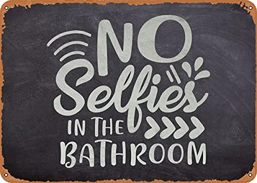 No Selfies in Bathroom Vintage Look Metal Sign Patent Art Prints Retro Gift 8x12 Inch