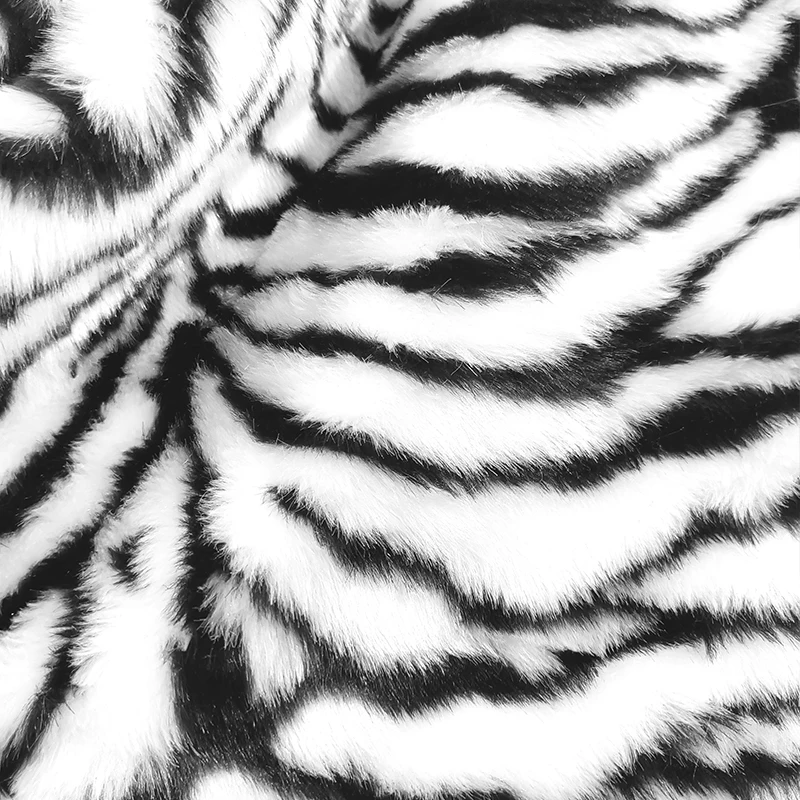 Faux white tiger print trapper Tiger Print Faux Fur Fabric by the Yard | Luxe Plush 60 main image 4