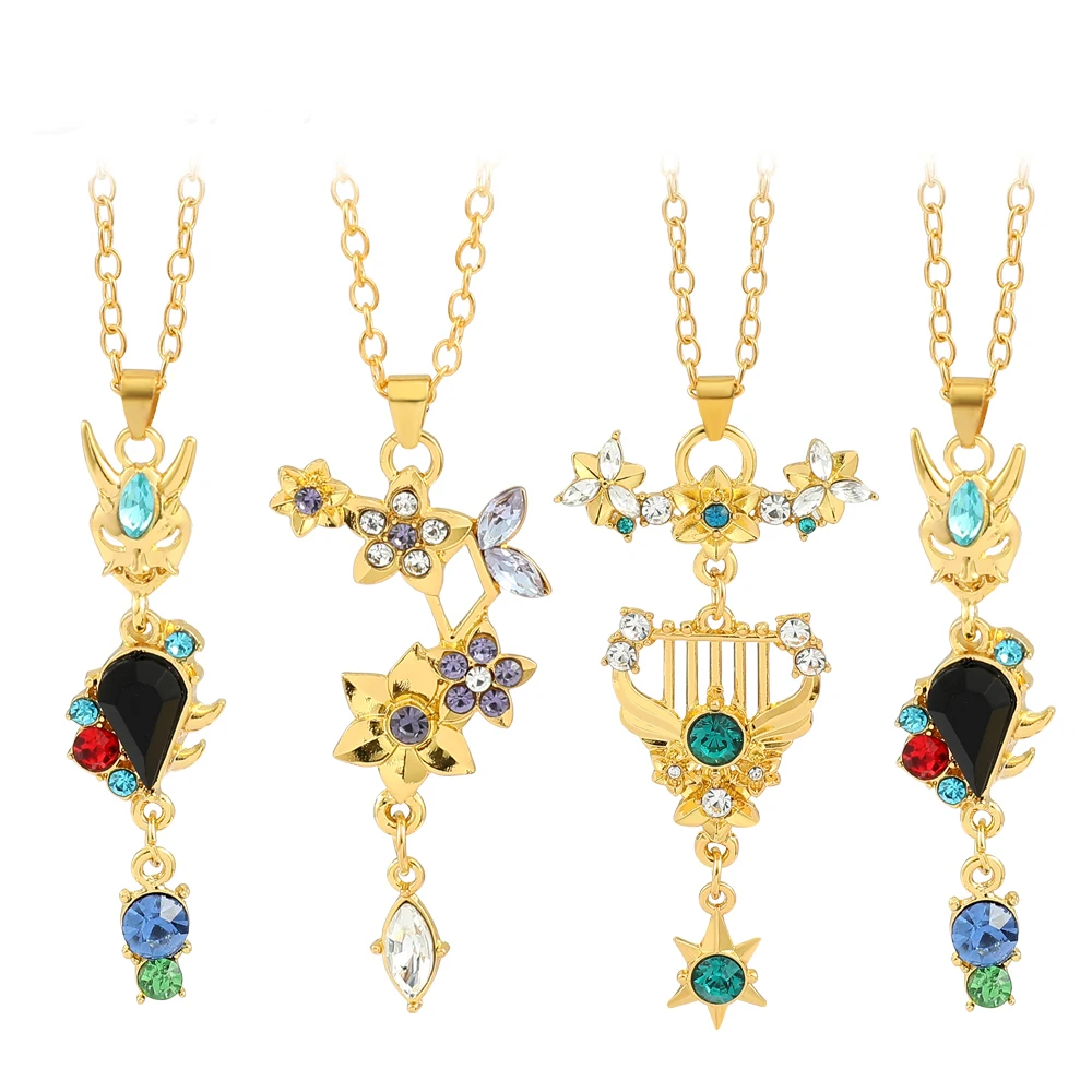 New Anime Genshin Impact Pendant Necklace For Women Trendy Jewelry Zircon Clavicle Chain Kazuha Tartaglia Venti Cosplay Necklace