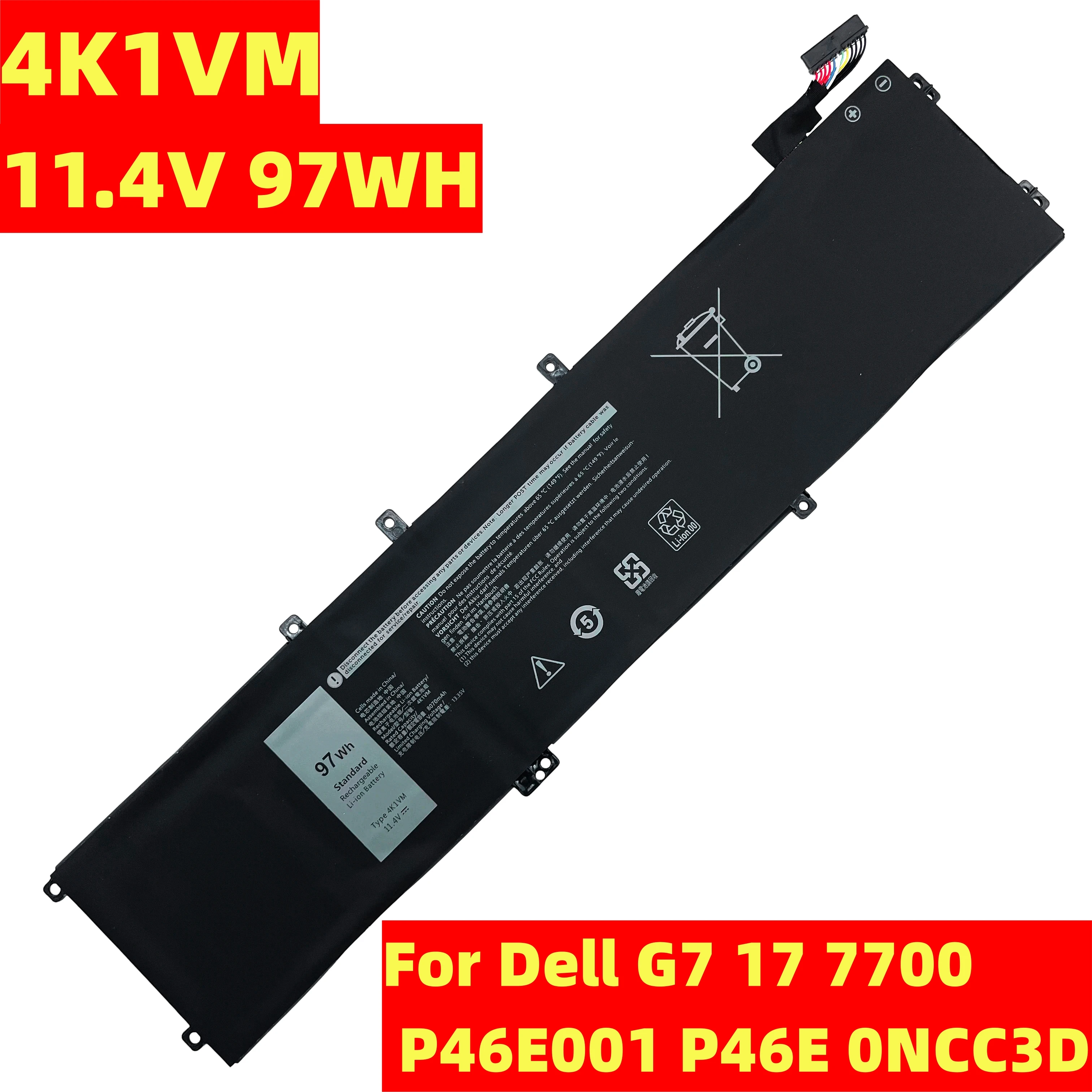 

New 4K1VM 0W62W6 XYCW0 Laptop Battery For Dell G7 17 7700 P46E001 P46E 0NCC3D