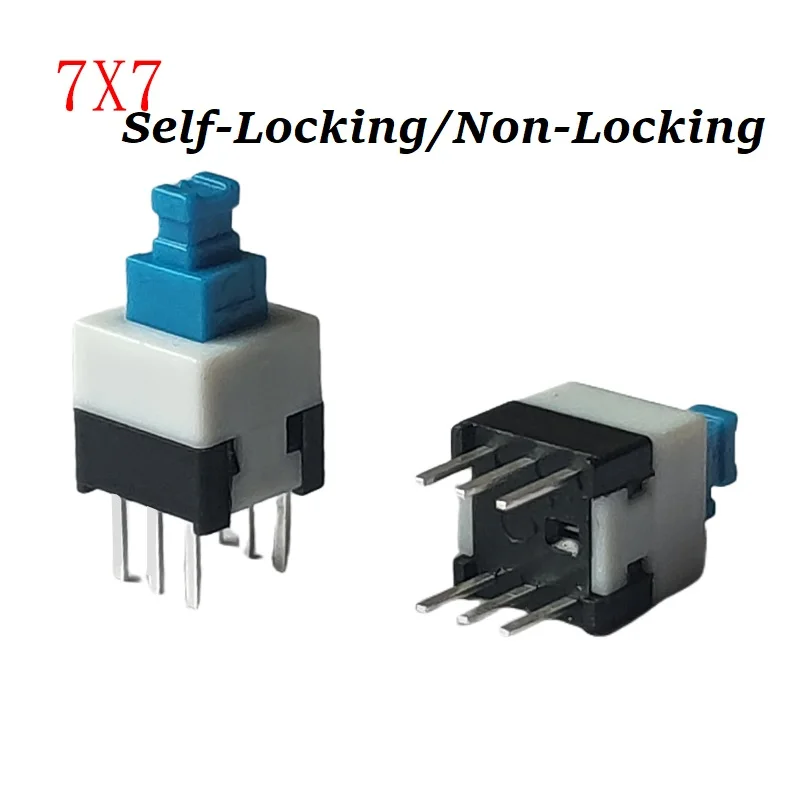 20Pcs 7x7mm 6Pin Push Switch Press On Press Off Press (ON) Self-Locking Non Locking Button Switch